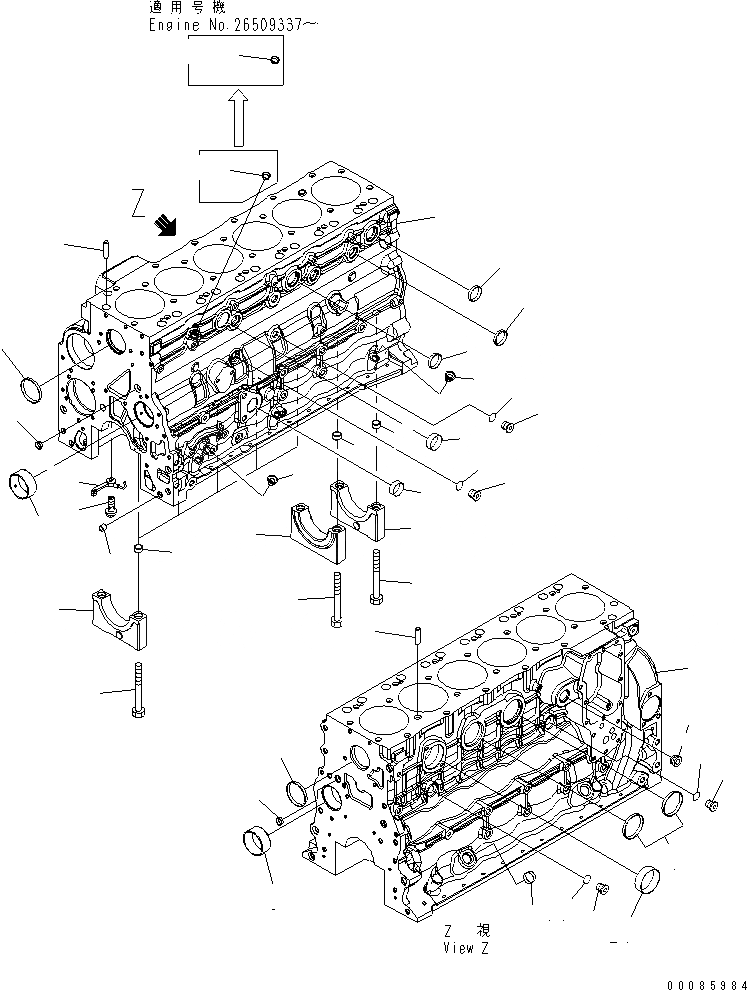 Схема запчастей Komatsu SAA6D107E-1G-W - БЛОК ЦИЛИНДРОВ ДВИГАТЕЛЬ