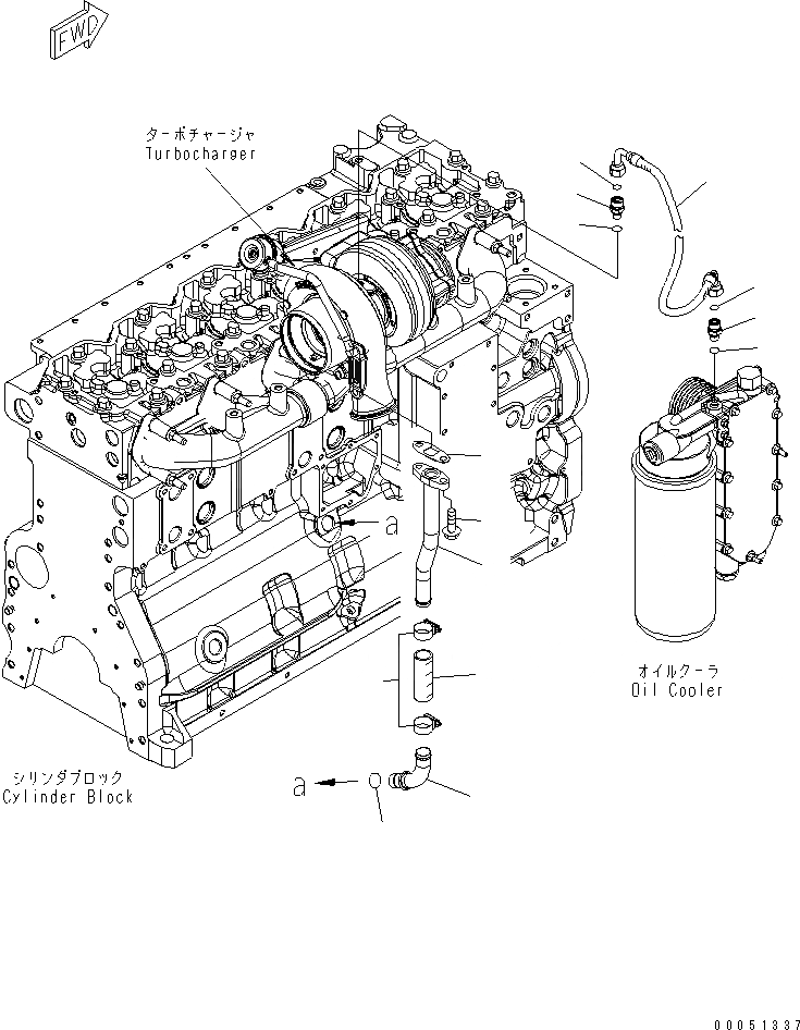 Схема запчастей Komatsu SAA6D114E-3C-WT - МАСЛОПРОВОДЯЩИЕ ТРУБКИ ТУРБОНАГНЕТАТЕЛЯ(№887-89) ДВИГАТЕЛЬ