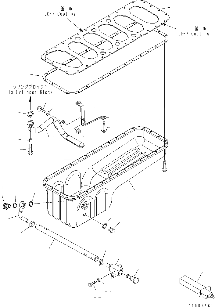 Схема запчастей Komatsu SAA6D114E-3C-WT - МАСЛЯНЫЙ ПОДДОН И ВСАСЫВАЮЩИЙ ПАТРУБОК(№887-) ДВИГАТЕЛЬ