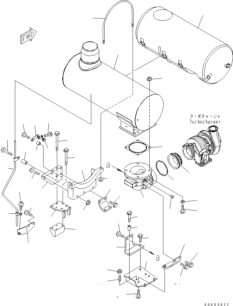 Схема запчастей Komatsu SAA6D114E-3BB-W - ГЛУШИТЕЛЬ(№88-) ДВИГАТЕЛЬ
