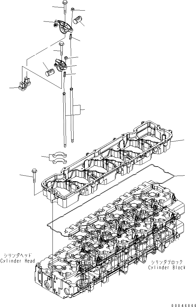 Схема запчастей Komatsu SAA6D114E-3BB-W - РЫЧАГ КОРОМЫСЛА ДВИГАТЕЛЬ