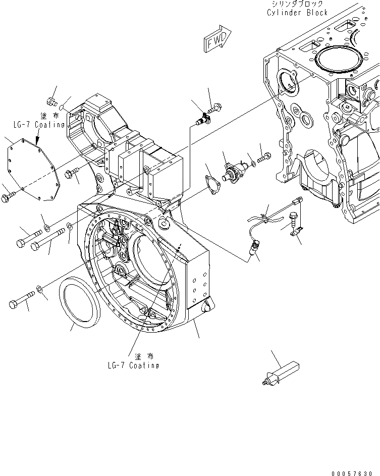 Схема запчастей Komatsu SAA6D170E-5C-R1 - КАРТЕР МАХОВИКА ДВИГАТЕЛЬ