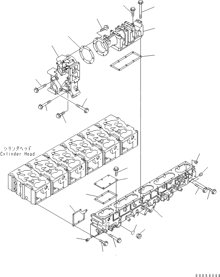 Схема запчастей Komatsu SAA6D170E-5B-R2 - ТРУБОПРОВОД ВПУСКА ВОЗДУХА И СОЕДИН-Е(№-) ДВИГАТЕЛЬ