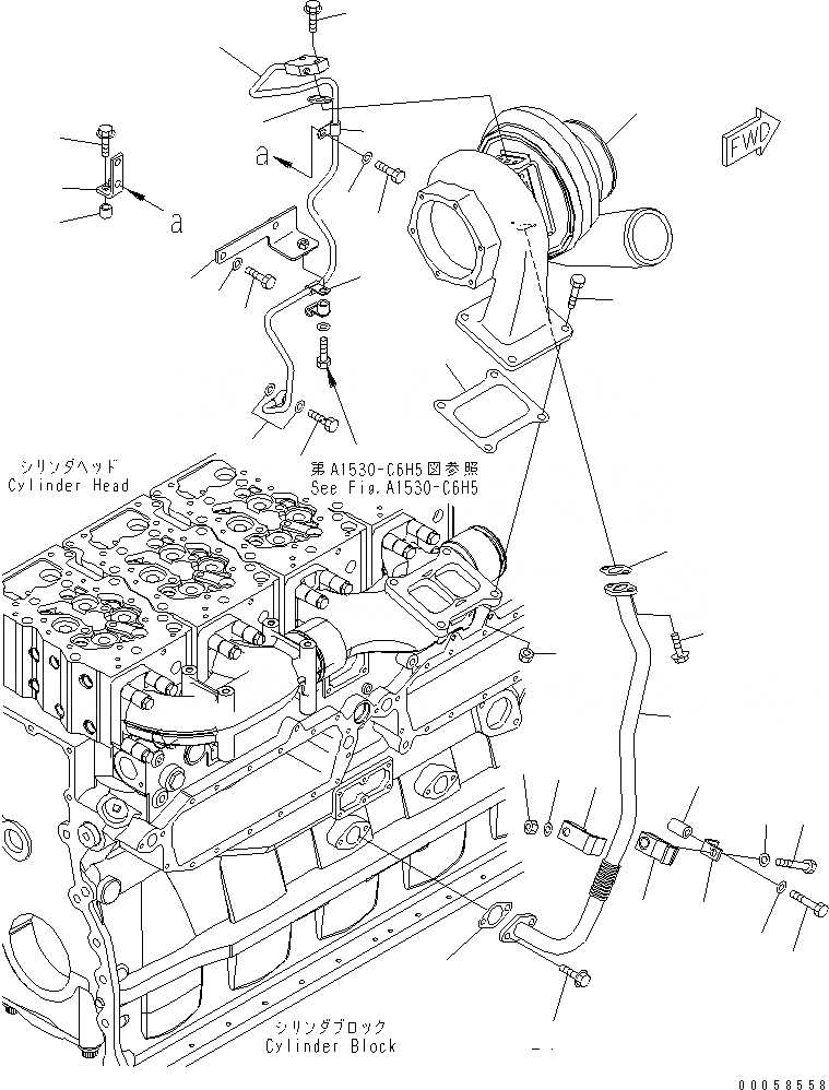 Схема запчастей Komatsu SAA6D170E-5B-R2 - КРЕПЛЕНИЕ ТУРБОНАГНЕТАТЕЛЯ И СМАЗКА(№-) ДВИГАТЕЛЬ