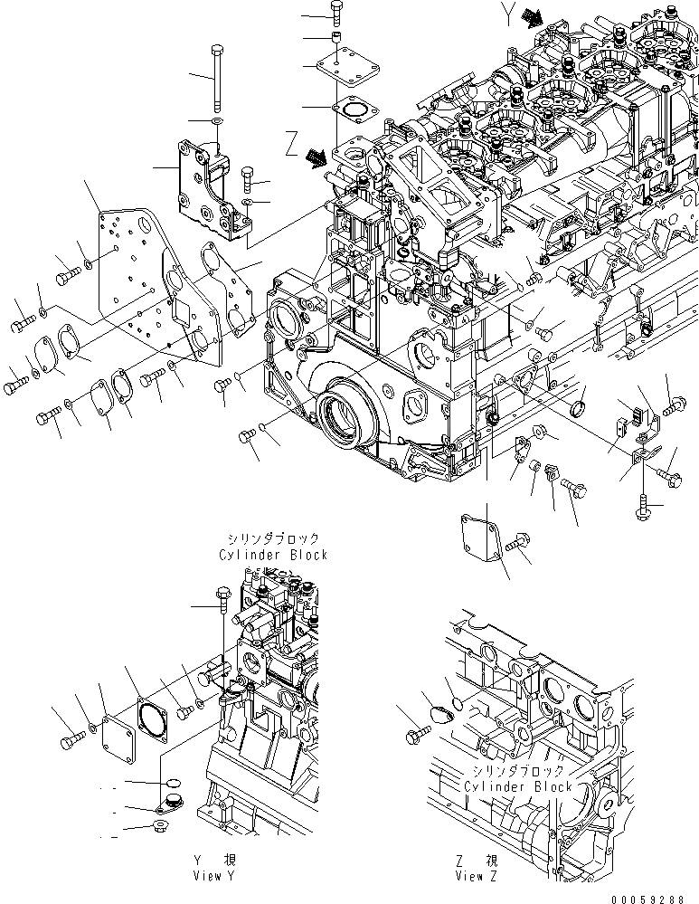 Схема запчастей Komatsu SAA6D140E-5FR-03 - КРЫШКАДЛЯ EGR LESS ДВИГАТЕЛЬ
