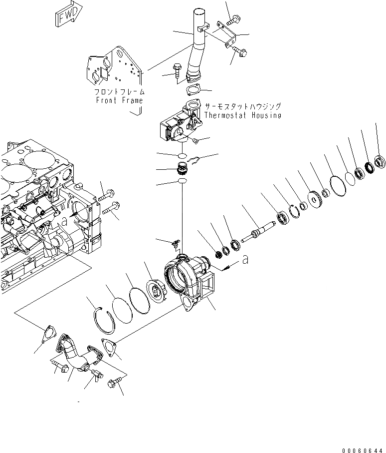 Схема запчастей Komatsu SAA6D140E-5FR-03 - ВОДЯНАЯ ПОМПА(№-) ДВИГАТЕЛЬ