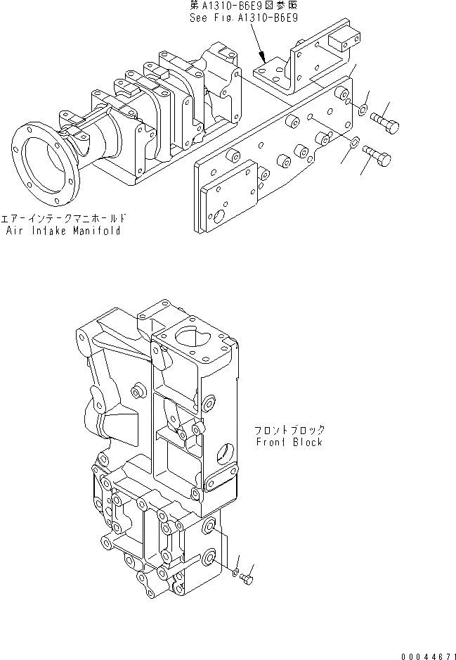 Схема запчастей Komatsu SAA6D170E-5BR-W - ВОДН. ЛИНИЯ ЗАГЛУШКА(№9-) ДВИГАТЕЛЬ