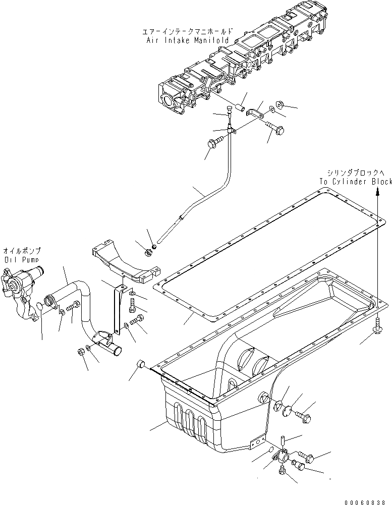 Схема запчастей Komatsu SAA6D140E-5HR-W - МАСЛЯНЫЙ ПОДДОН И ВСАСЫВАЮЩИЙ ПАТРУБОК(№-) ДВИГАТЕЛЬ
