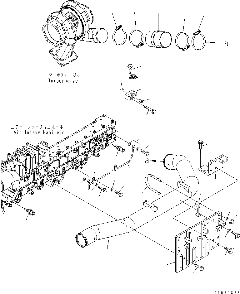 Схема запчастей Komatsu SAA6D170E-5AR-W - ВОЗДУХОВОД И СЛИВН. ТРУБКА(№-) ДВИГАТЕЛЬ