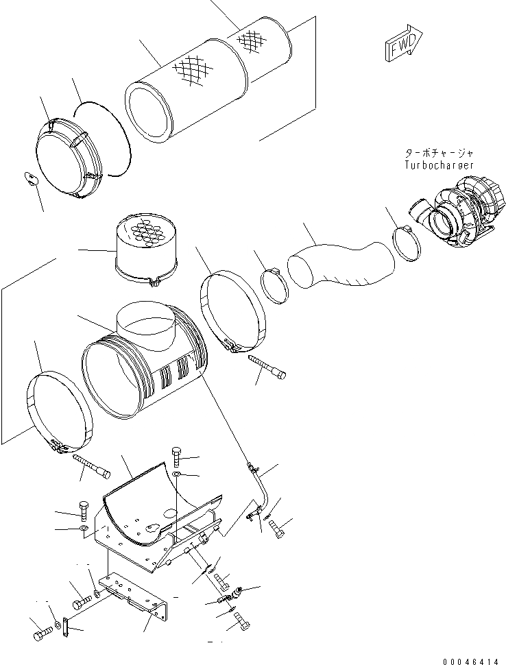 Схема запчастей Komatsu SAA6D170E-5AR-W - ВОЗДУХООЧИСТИТЕЛЬ КРЕПЛЕНИЕ(№-) ДВИГАТЕЛЬ