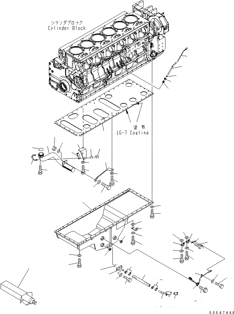 Схема запчастей Komatsu SAA6D170E-5AR-W - МАСЛЯНЫЙ ПОДДОН И ВСАСЫВАЮЩИЙ ПАТРУБОК(№-) ДВИГАТЕЛЬ
