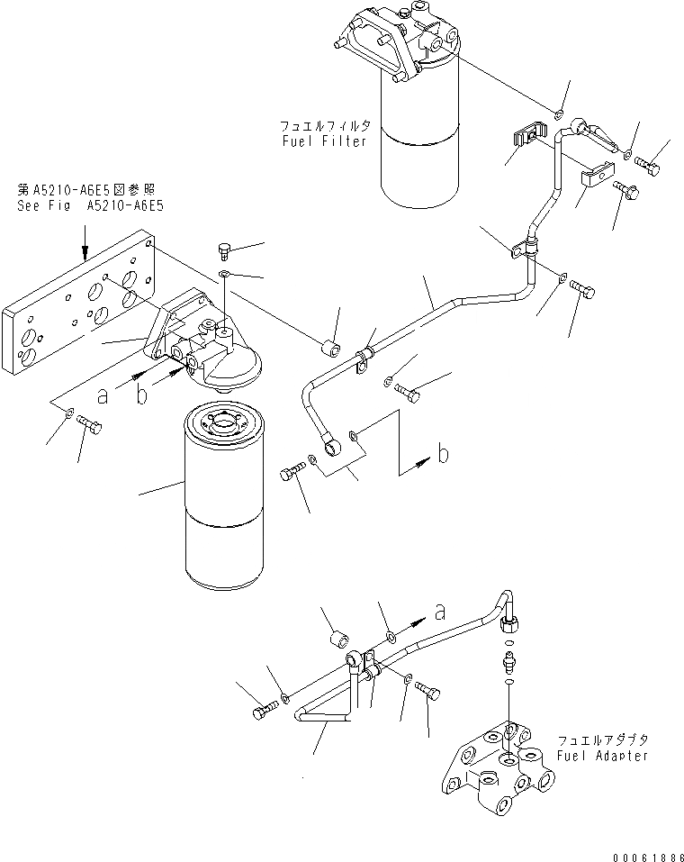 Схема запчастей Komatsu SAA6D170E-5AR-W - ДОПОЛН. ТОПЛИВН. ФИЛЬТР. И ТРУБЫ(№-) ДВИГАТЕЛЬ