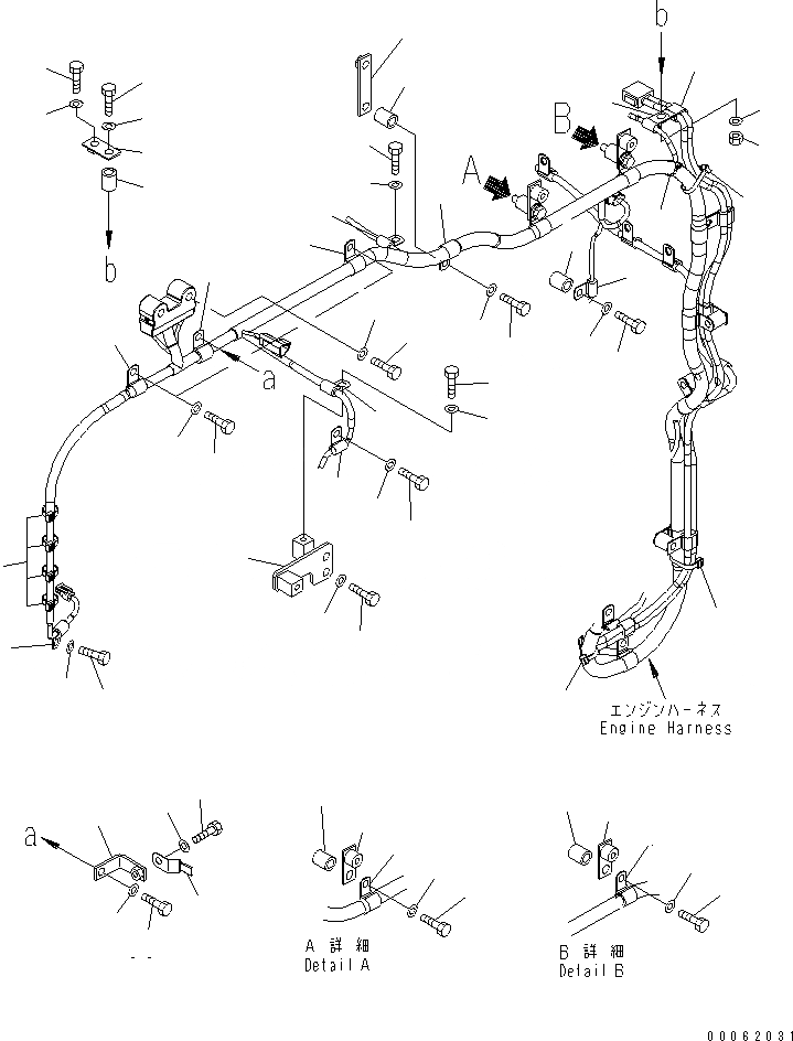 Схема запчастей Komatsu SAA6D170E-5AR-W - КАБЕЛЬ СУППОРТ (/)(№-) ДВИГАТЕЛЬ