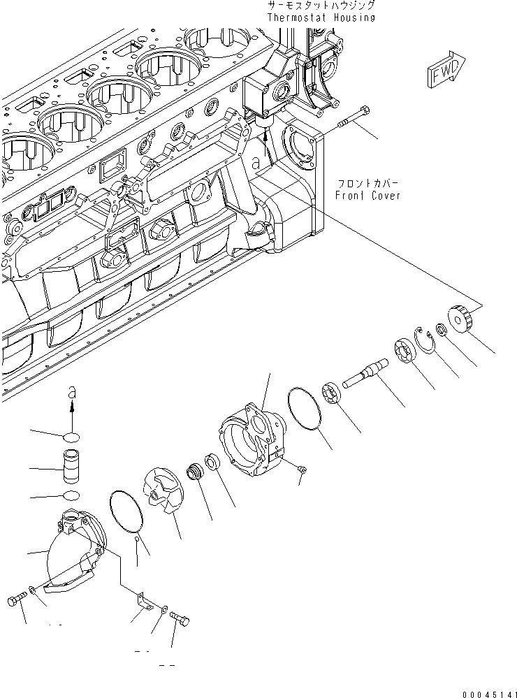 Схема запчастей Komatsu SAA6D170E-5AR-W - ВОДЯНАЯ ПОМПА(№-) ДВИГАТЕЛЬ