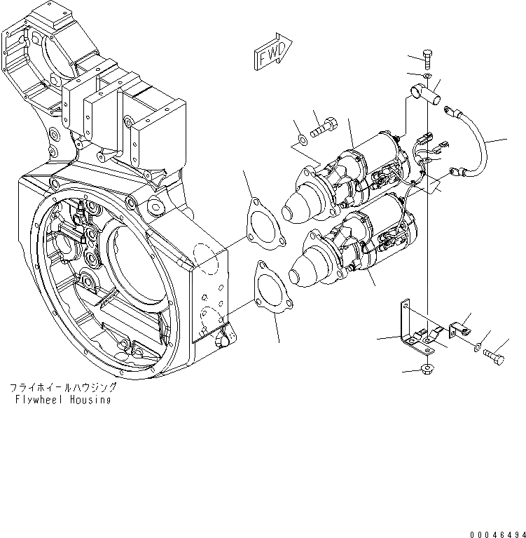 Схема запчастей Komatsu SAA6D170E-5AR-W - КРЕПЛЕНИЕ СТАРТЕРА (KW)(№-) ДВИГАТЕЛЬ