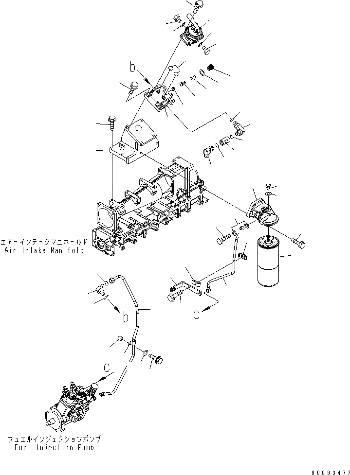 Схема запчастей Komatsu SAA6D140E-5BR-W - ТОПЛИВН. ФИЛЬТР. И PОБОД КОЛЕСАING НАСОС(№9-) ДВИГАТЕЛЬ