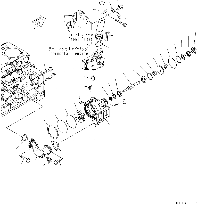 Схема запчастей Komatsu SAA6D140E-5GR-W - ВОДЯНАЯ ПОМПА(№-) ДВИГАТЕЛЬ