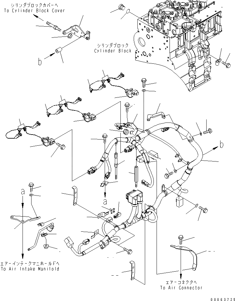 Схема запчастей Komatsu SAA6D114E-3D-WT - УПРАВЛ-Е ДВИГАТЕЛЕМ ПРОВОДКА(№877-) ДВИГАТЕЛЬ