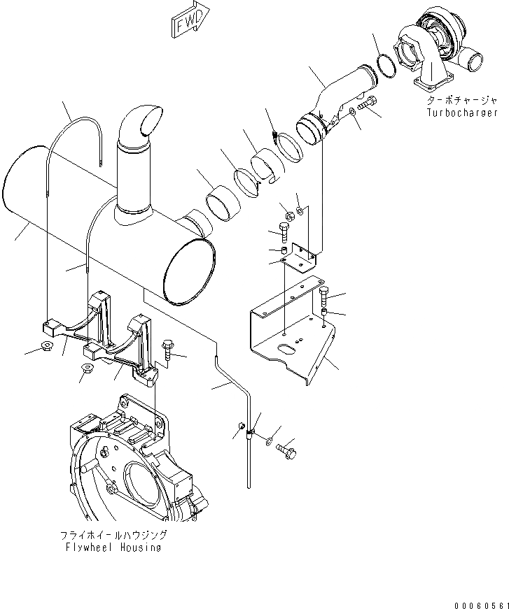 Схема запчастей Komatsu SAA6D125E-5F-02 - ГЛУШИТЕЛЬ(№8-) ДВИГАТЕЛЬ