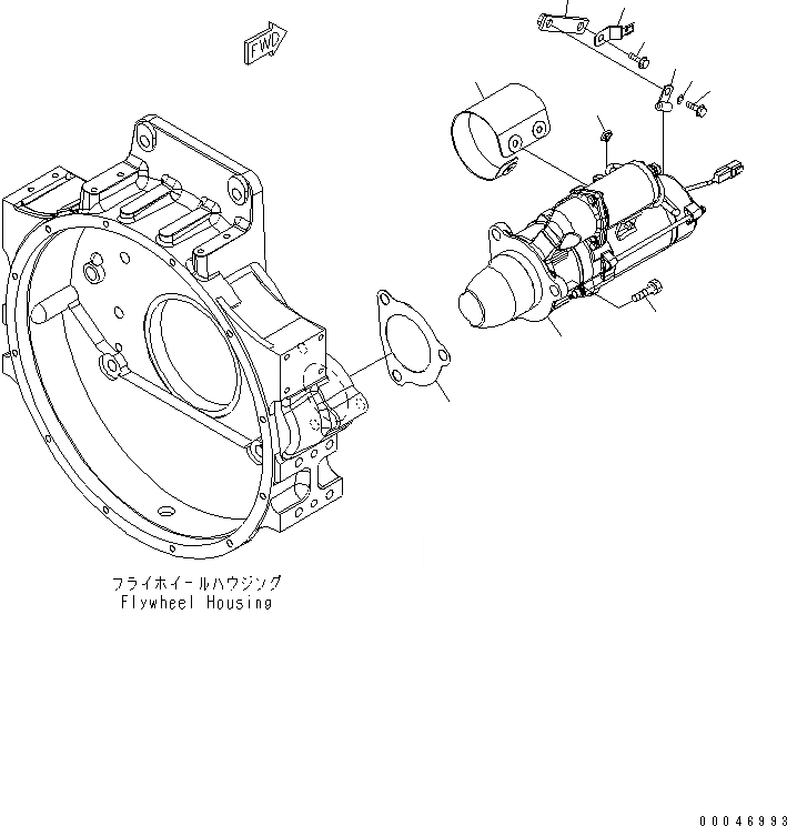 Схема запчастей Komatsu SAA6D125E-5F-02 - КРЕПЛЕНИЕ СТАРТЕРА (KW) (С ЗАЩИТА COVER)(№-) ДВИГАТЕЛЬ