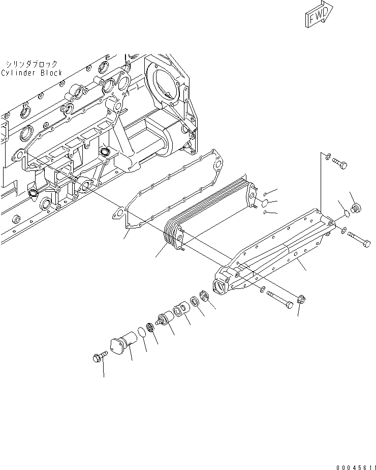 Схема запчастей Komatsu SAA6D125E-5G-02 - МАСЛООХЛАДИТЕЛЬ ДВИГАТЕЛЬ