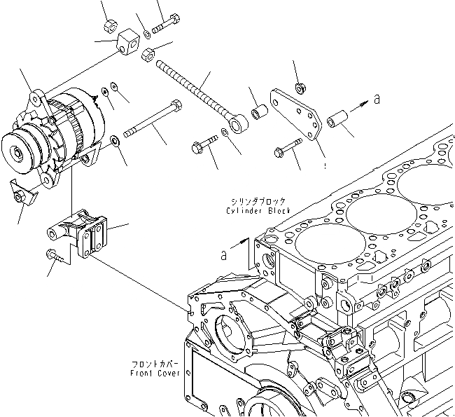 Схема запчастей Komatsu SAA6D125E-5G-02 - ГЕНЕРАТОР И КРЕПЛЕНИЕ (A) (ЗАКАЛЕНН. ШКИВ)(№8-) ДВИГАТЕЛЬ
