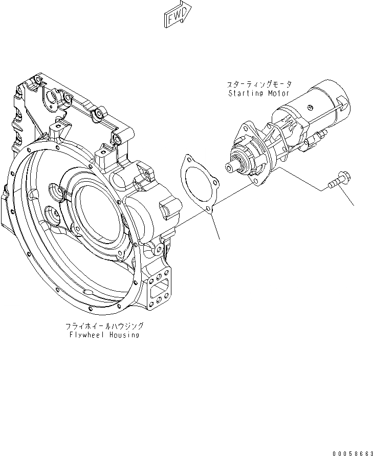 Схема запчастей Komatsu SAA6D107E-1E-W1 - КРЕПЛЕНИЕ СТАРТЕРА (.KW)(№-) ДВИГАТЕЛЬ