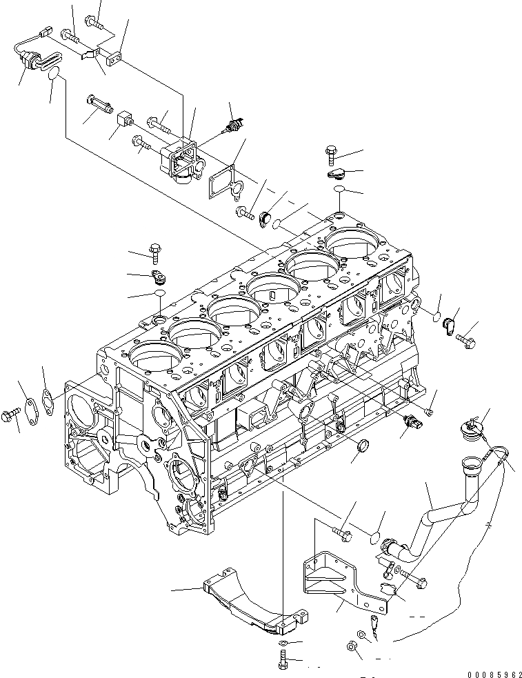 Схема запчастей Komatsu SAA6D140E-5CR-W - ЭЛЕМЕНТЫ БЛОКА ЦИЛИНДРОВ (НИЖН. РАМА И МАСЛОНАЛИВНОЙ ПАТРУБОК) (С ПОДОГРЕВАТЕЛЬ ХЛАДАГЕНТА)(№99-) ДВИГАТЕЛЬ