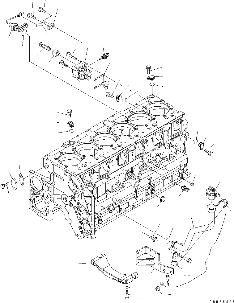 Схема запчастей Komatsu SAA6D140E-5CR-W - ЭЛЕМЕНТЫ БЛОКА ЦИЛИНДРОВ (НИЖН. РАМА И МАСЛОНАЛИВНОЙ ПАТРУБОК) (С ПОДОГРЕВАТЕЛЬ ХЛАДАГЕНТА) (КРЫШКАROCK)(№-) ДВИГАТЕЛЬ