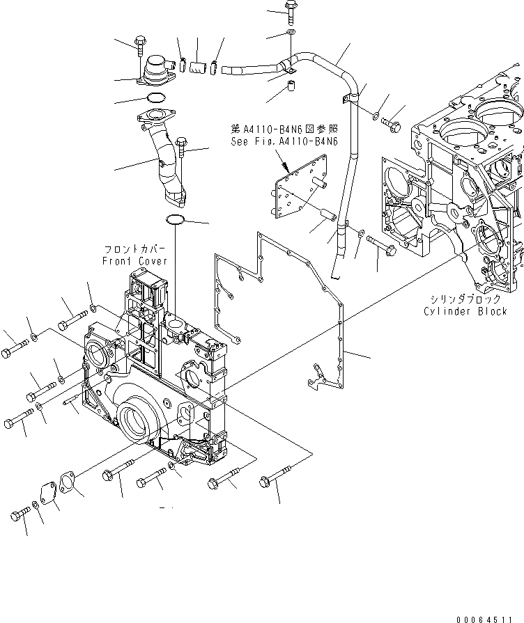 Схема запчастей Komatsu SAA6D140E-5CR-W - ЭЛЕМЕНТЫ ПЕРЕДН. КРЫШКИ И САПУН(№-) ДВИГАТЕЛЬ