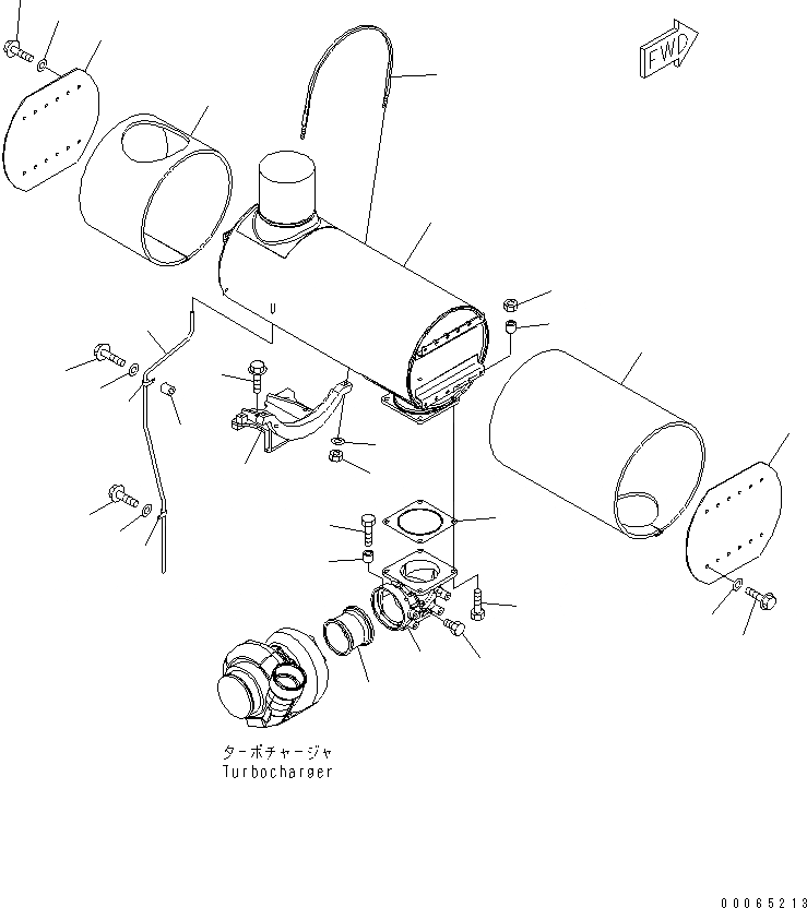 Схема запчастей Komatsu SAA6D140E-5AR-W - ГЛУШИТЕЛЬ(№-) ДВИГАТЕЛЬ