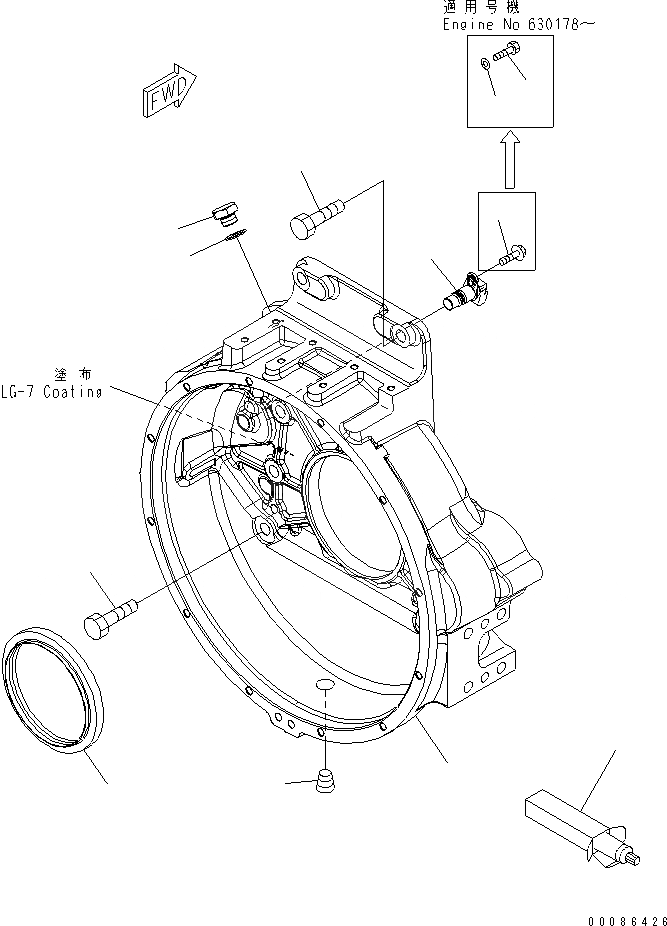 Схема запчастей Komatsu SAA6D140E-5AR-W - КАРТЕР МАХОВИКА(№-) ДВИГАТЕЛЬ