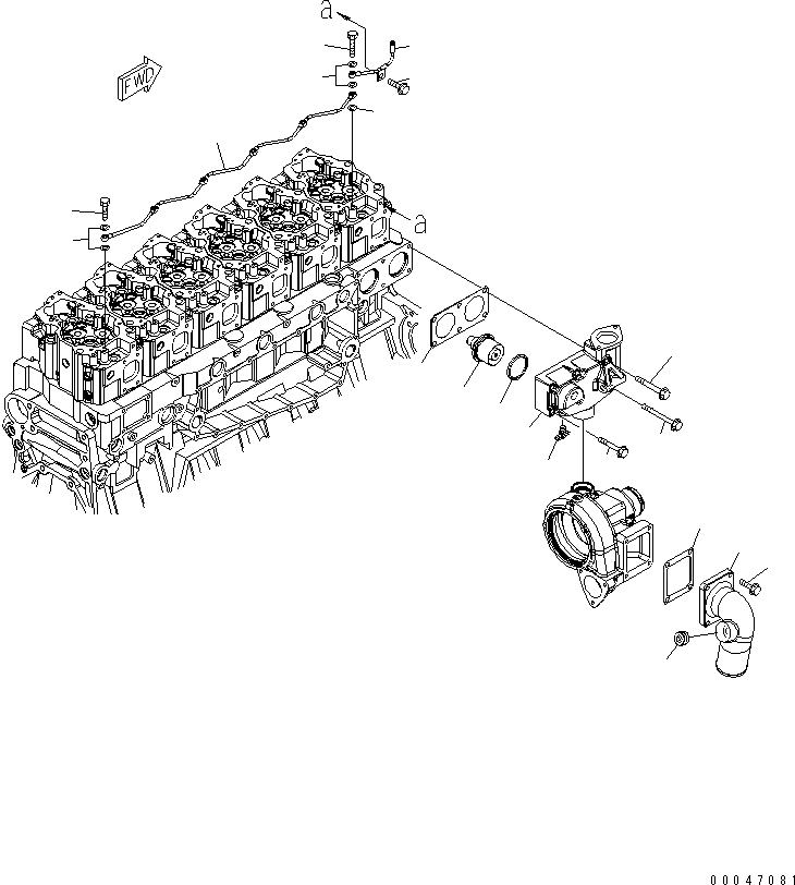 Схема запчастей Komatsu SAA6D140E-5AR-W - ТЕРМОСТАТ И ВОЗДУШН. ВЕНТИЛЯЦИЯ(№-) ДВИГАТЕЛЬ