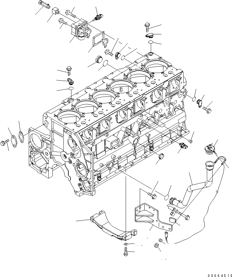 Схема запчастей Komatsu SAA6D140E-5ER-W - ЭЛЕМЕНТЫ БЛОКА ЦИЛИНДРОВ (НИЖН. РАМА И МАСЛОНАЛИВНОЙ ПАТРУБОК)(№-) ДВИГАТЕЛЬ