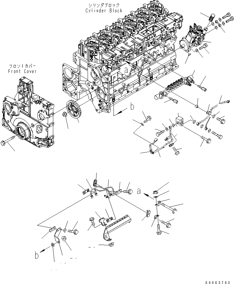 Схема запчастей Komatsu SAA6D140E-5ER-W - ТОПЛИВН. НАСОС И COMMON RAIL КРЕПЛЕНИЕ(№-) ДВИГАТЕЛЬ