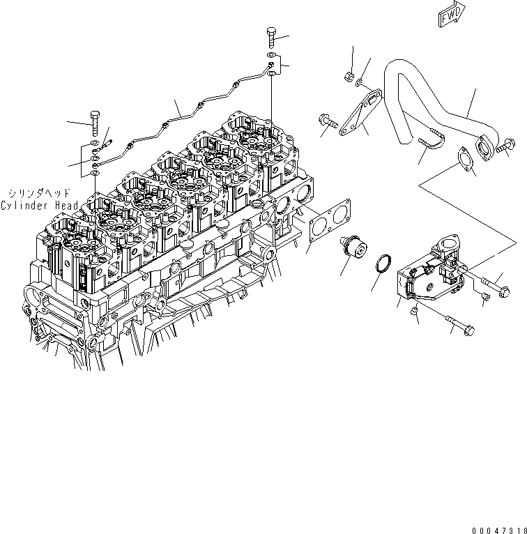 Схема запчастей Komatsu SAA6D140E-5ER-W - ТЕРМОСТАТ И ВОЗДУШН. ВЕНТИЛЯЦИЯ(№-) ДВИГАТЕЛЬ