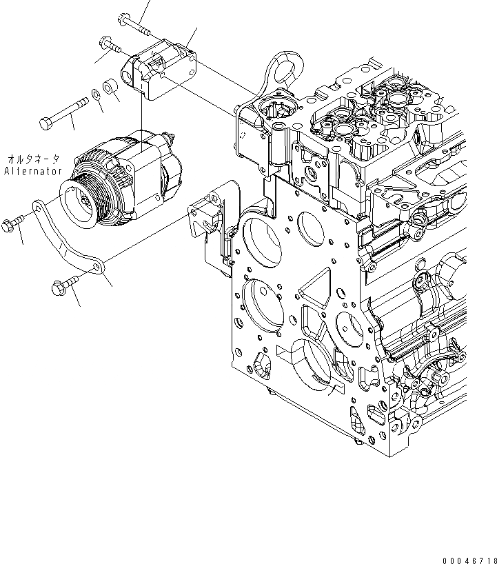 Схема запчастей Komatsu SAA6D107E-1J-W - КРЕПЛЕНИЕ ГЕНЕРАТОРА (ДЛЯ A.A ГЕНЕРАТОР) ДВИГАТЕЛЬ