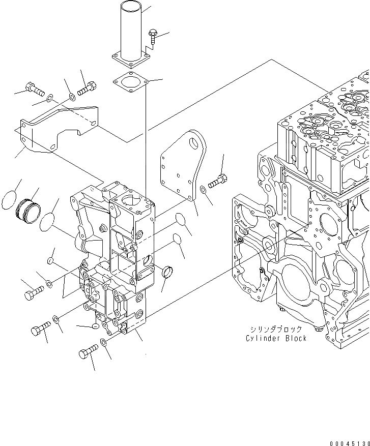 Схема запчастей Komatsu SAA6D170E-5DR-W - ВОДН. КОЖУХ И ПЕРЕДН. ПОДВЕСН. КРОНШТЕЙН(№7-) ДВИГАТЕЛЬ