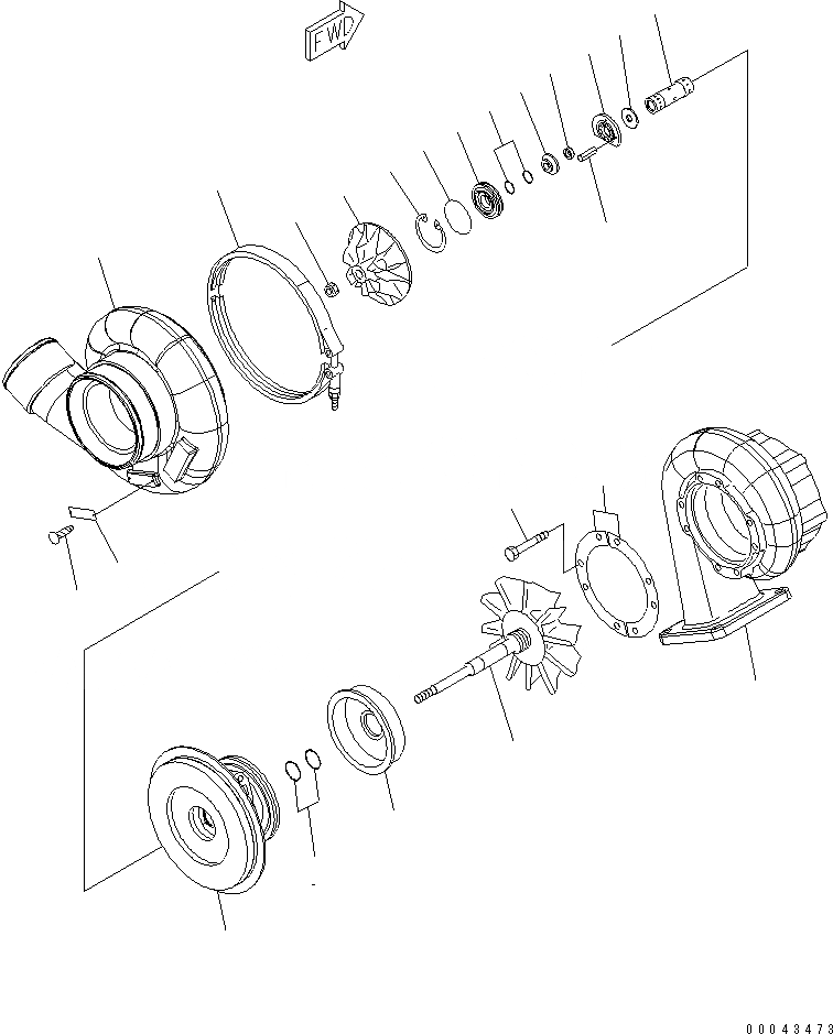 Схема запчастей Komatsu SAA6D170E-5DR-W - ТУРБОНАГНЕТАТЕЛЬ (KTRE-AAW) (ВНУТР. ЧАСТИ) (ПОДОГРЕВАТЕЛЬ ХЛАДАГЕНТА СПЕЦ-Я.)(№7-) ДВИГАТЕЛЬ