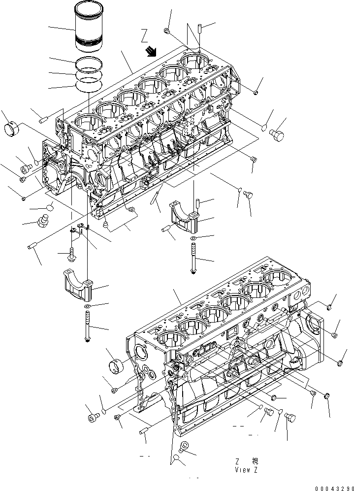 Схема запчастей Komatsu SAA6D170E-5DR-W - БЛОК ЦИЛИНДРОВ(№9-) ДВИГАТЕЛЬ