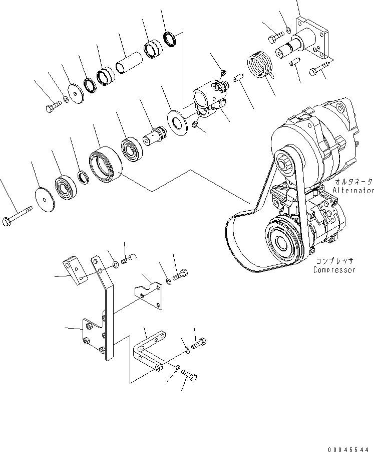 Схема запчастей Komatsu SAA6D170E-5DR-W - НАТЯЖЕНИЕ РЕМНЯ И КРЫШКА (ДЛЯ ГЕНЕРАТОРА 90А)(№7-) ДВИГАТЕЛЬ