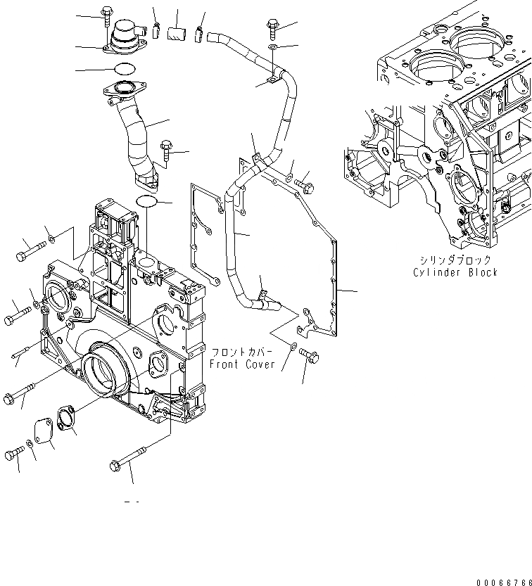 Схема запчастей Komatsu SAA6D140E-5DR-W - ЭЛЕМЕНТЫ ПЕРЕДН. КРЫШКИ (POINTER И САПУН КРЕПЛЕНИЕ)(№-) ДВИГАТЕЛЬ