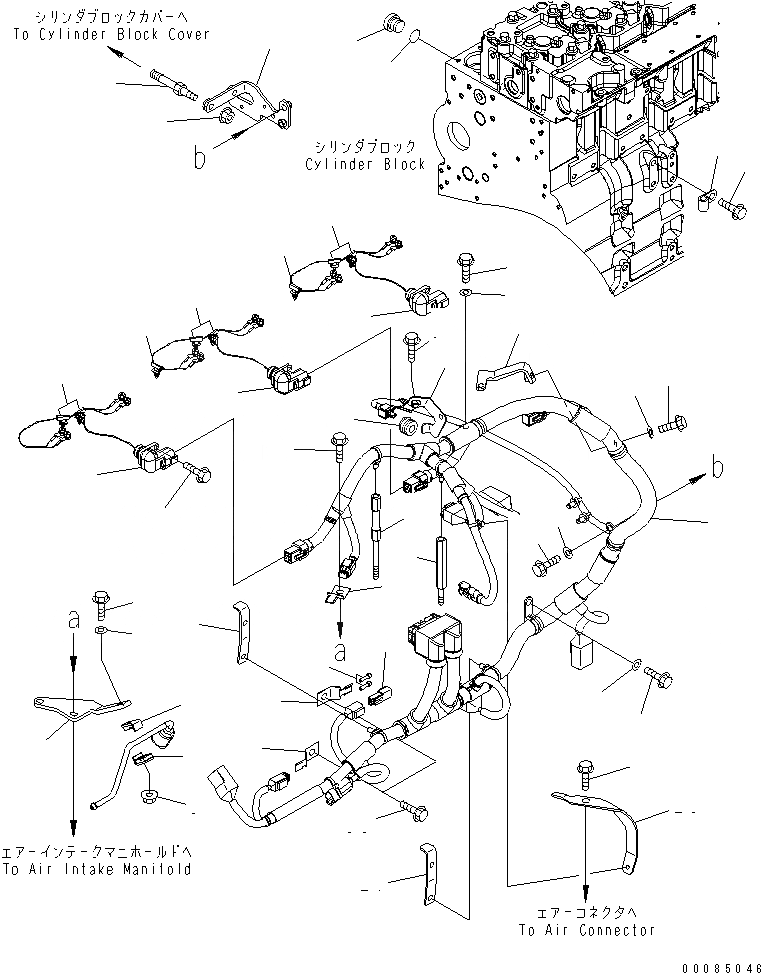 Схема запчастей Komatsu SAA6D114E-3AA-W - УПРАВЛ-Е ДВИГАТЕЛЕМ ПРОВОДКА(№87-) ДВИГАТЕЛЬ