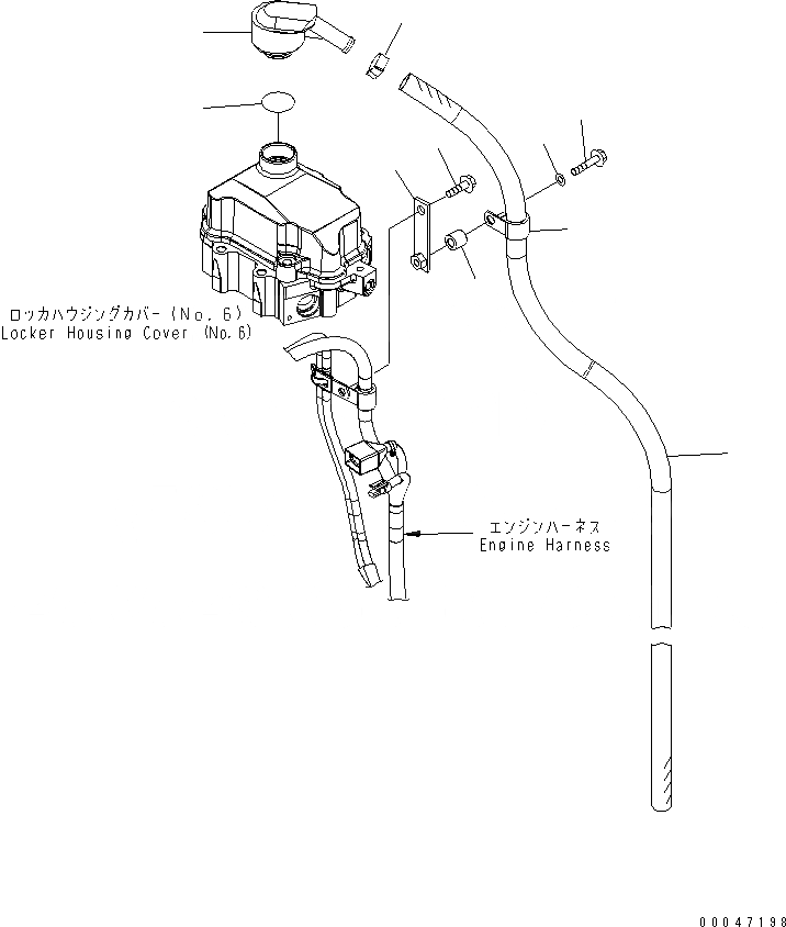 Схема запчастей Komatsu SAA6D125E-5CR-W - КРЫШКА КОРОМЫСЛА АКСЕССУАРЫ (САПУН И ШЛАНГИ) ДВИГАТЕЛЬ