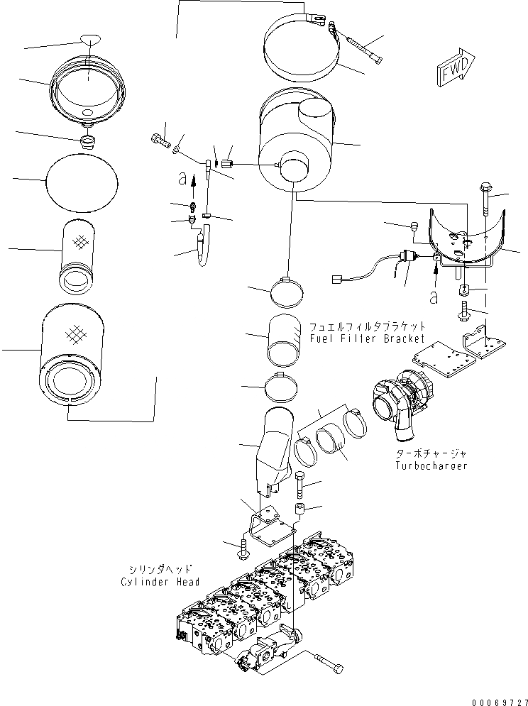 Схема запчастей Komatsu SAA6D125E-5CR-W - ВОЗДУХООЧИСТИТЕЛЬ (ЗАПЫЛЕНН СПЕЦ-Я.) ДВИГАТЕЛЬ