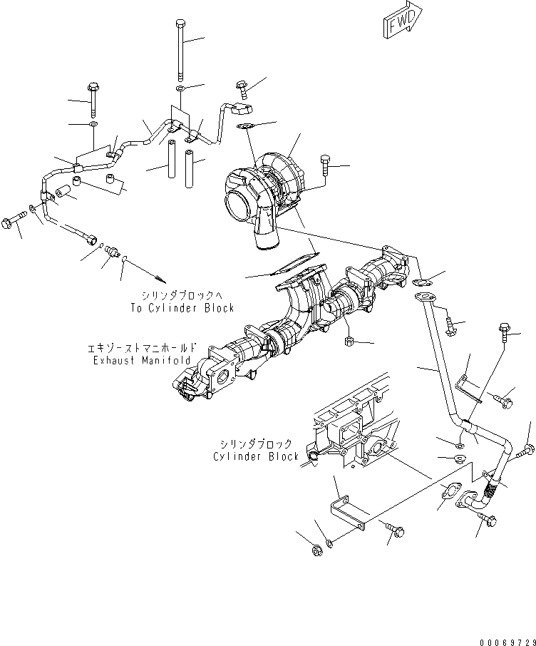 Схема запчастей Komatsu SAA6D125E-5CR-W - КРЕПЛЕНИЕ ТУРБОНАГНЕТАТЕЛЯ И СИСТЕМА СМАЗКИ МАСЛОПРОВОДЯЩАЯ ЛИНИЯ ДВИГАТЕЛЬ