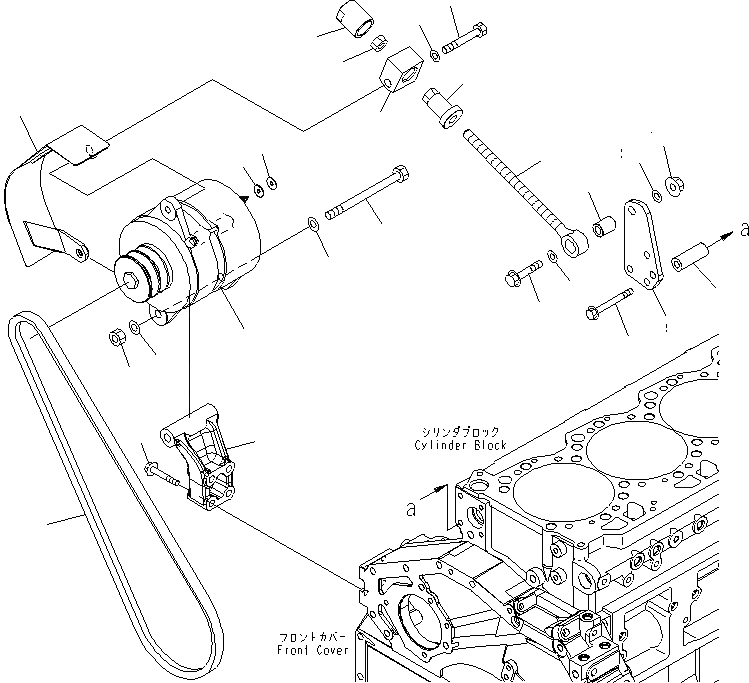 Схема запчастей Komatsu SAA6D125E-5CR-W - ГЕНЕРАТОР И КРЕПЛЕНИЕ (A) (ЗАКАЛЕНН. ШКИВ) ДВИГАТЕЛЬ