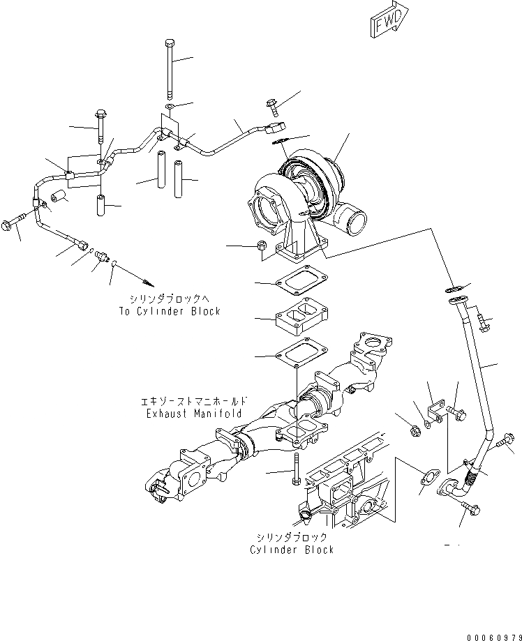 Схема запчастей Komatsu SAA6D125E-5BR-W - КРЕПЛЕНИЕ ТУРБОНАГНЕТАТЕЛЯ И СИСТЕМА СМАЗКИ МАСЛОПРОВОДЯЩАЯ ЛИНИЯ ДВИГАТЕЛЬ