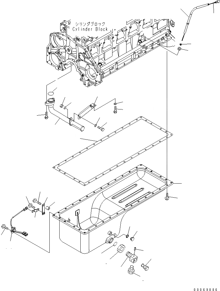 Схема запчастей Komatsu SAA6D125E-5BR-W - МАСЛЯНЫЙ ПОДДОН И ВСАСЫВАЮЩИЙ ПАТРУБОК ДВИГАТЕЛЬ