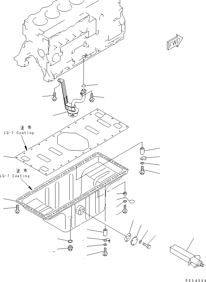 Схема запчастей Komatsu SAA6D95LE-1B - МАСЛЯНЫЙ ПОДДОН И ВСАСЫВАЮЩИЙ ПАТРУБОК ДВИГАТЕЛЬ